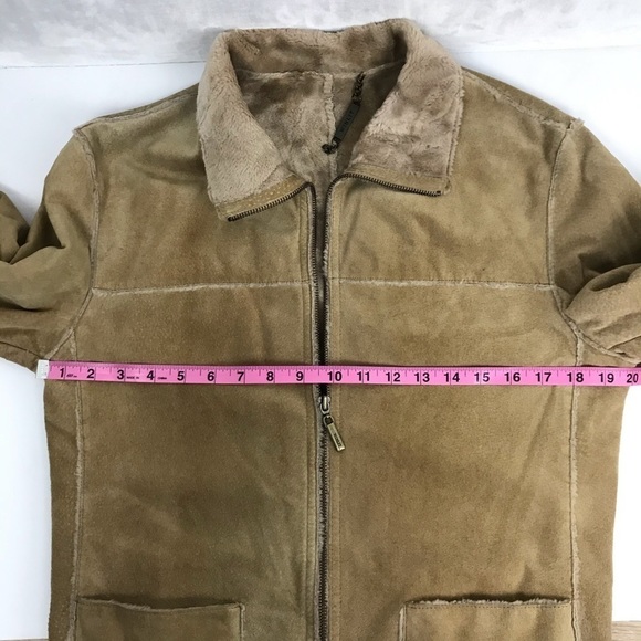 Vintage Trendy Winlit Tan Suede Faux Fur Lined Jacket Size Medium - Picture 15 of 16